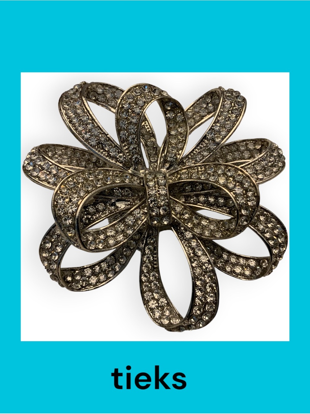 Tieks Crystal Ribbon Flower in Silver